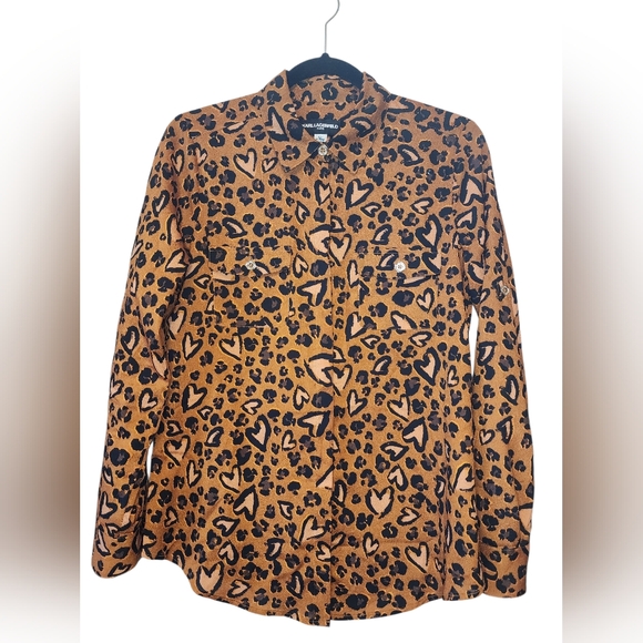 Karl Lagerfeld Tops - KARL LAGERFELD PARIS Heart/cheetah Print Blouse, size XS